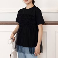 Doux Belle/ドゥー ベル Doux Belle チュールフリルドッキング Tシャツ カットソー/508185288