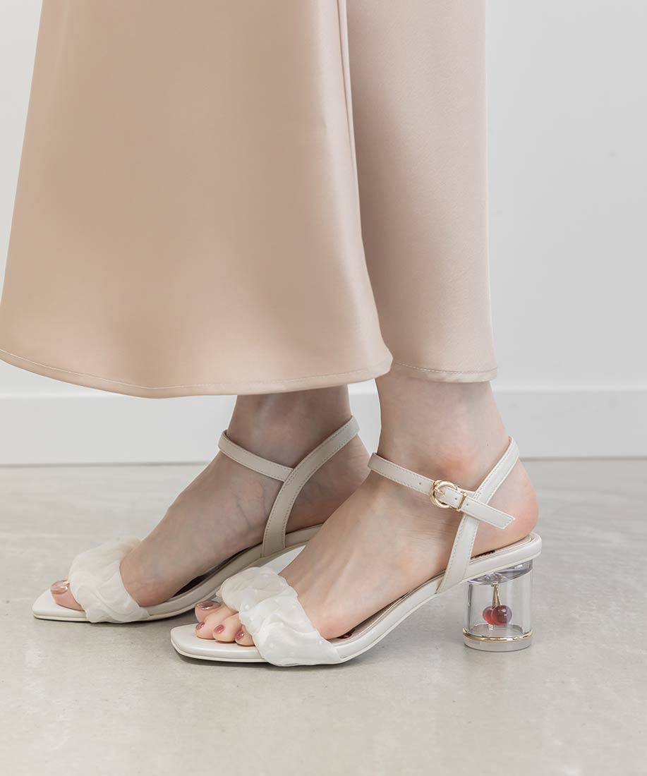 新品未使用！RANDA チェリーヒールストラップサンダル（Sサイズ　ブラック） ランダ RANDA 【Cherry Collection】チェリーヒールストラップ