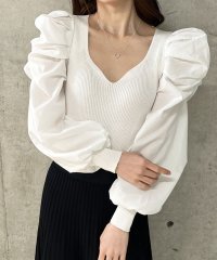 me Jane/ミージェーン me Jane 異素材ドッキングパワショルトップス/508185425