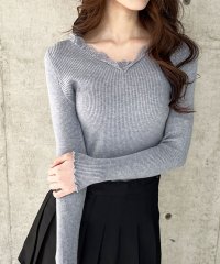 me Jane/ミージェーン me Jane レース付きVネックリブニットトップス/508185426