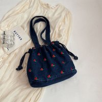 Doux Belle/ドゥー ベル Doux Belle 巾着デニムバッグ チェリー柄 ハンドバッグ/508185502