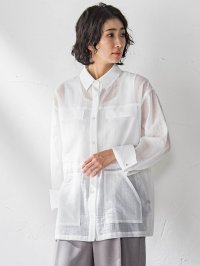 la.f…(Lsize)/ラ エフ エルサイズ la.f…(Lsize) 【大きいサイズ】ポケット付きシアーシャツジャケット≪洗濯機で洗える≫/508185559