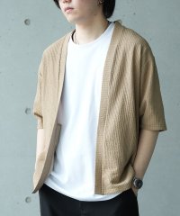 UNION STATION/*WEB限定 シアー ジャガード 5分袖 ボタンレスカーディガン/508185735