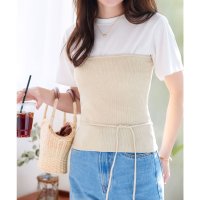 KOBE LETTUCE/コウベレタス KOBE LETTUCE リボンストラップニットベアトップス [C7525]/508186189