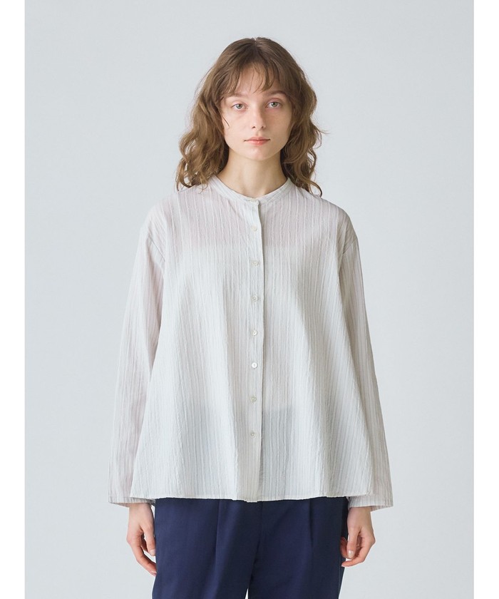 MidiUmi シアーストライプバックギャザーシャツ(508186224 MidiUmi シアーストライプバックギャザーシャツ(508186224