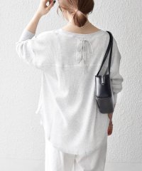 SHIPS any WOMEN/SHIPS any: ワッフル  レースアップ ラウンドヘム プルオーバー/505870356