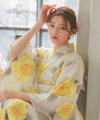 Retica/レティカ Retica 浴衣 ベージュ地×水彩ポピー ゆかた3点セット (浴衣+作り帯+下駄)/507240626