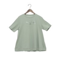 BRODIAEA/ブローディア BRODIAEA PREMIUMスムース YESスパンコール刺繍半袖Tシャツ/508187364