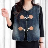 ica/アイカ ica デニム ベスト ジレ デニムベスト ジャケット ボレロ カーディガン ノースリーブ ショート丈 ヴィンテージ カジュアル こなれ感 ナチュラル /508187365