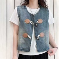 ica/アイカ ica デニム ベスト ジレ デニムベスト ジャケット ボレロ カーディガン ノースリーブ ショート丈 ヴィンテージ カジュアル こなれ感 ナチュラル /508187365