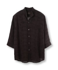 DISTINCTION MEN'S BIGI/総柄シアージャカード7分袖オープンカラーシャツ/508188212