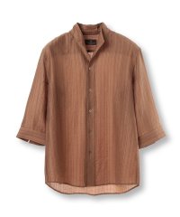 DISTINCTION MEN'S BIGI/総柄シアージャカード7分袖オープンカラーシャツ/508188212