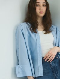 VICKY/ビッキー VICKY ノーカラーダブルカフスブラウス≪洗濯機で洗える≫/508188802