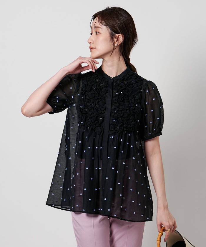 UNITED ARROWS　2トーン ドットジャガード ブラウス　ブラック 2トーン ドットジャガード ブラウス(508188867) | ユナイテッド
