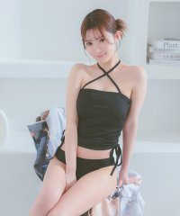Retica/レティカ Retica 水着レディーズクロスホルターネックドロストビスチェ体型カバーワンカラー韓国風ギャルタンキニ)【返品不可商品】/508189255