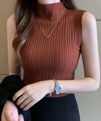 Girly Doll/ガーリードール Girly Doll ノースリーブハイネックリブセーター【韓国ファッション】/508189326