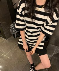 Rename /リネーム Rename ビッグシルエット オーバー ボーダーTシャツ/507202337