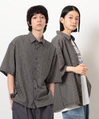 Purple & Yellow/シアサッカーチェックシャツ/508115486