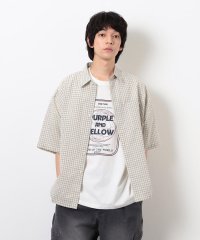 Purple & Yellow/シアサッカーチェックシャツ/508115486