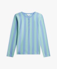 agnes b. FEMME/ストライプ コットン ヘンリーネック 長袖Tシャツ/508140224