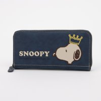PEANUTS/ピーナッツ PEANUTS 財布 レディース 長財布 ラウンドファスナー 人気 キャラクター SNOOPY 刺繍 王冠/508171007