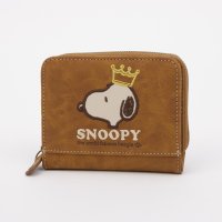 PEANUTS/ピーナッツ PEANUTS 財布 レディース 二つ折り ラウンドファスナー 人気 キャラクター SNOOPY 刺繍 王冠/508171008