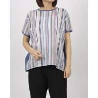 BRODIAEA/ブローディア BRODIAEA ミラクルウェーブ マルチカラーストライプ切り替え半袖Tシャツ/508184370