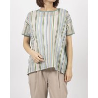 BRODIAEA/ブローディア BRODIAEA ミラクルウェーブ マルチカラーストライプ切り替え半袖Tシャツ/508184370