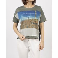 BRODIAEA/ブローディア BRODIAEA オーガンジー転写プリント 配色切り替え半袖Tシャツ/508187367