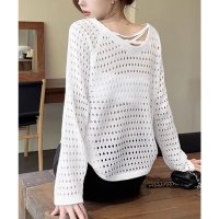 miniministore/ミニミニストア miniministore 透かし編みトップス バッククロス春夏秋服/508189924