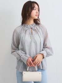QUEENS COURT/クイーンズコート QUEENS COURT シアーコードストライプギャザーブラウス≪セットアップ対応/手洗い可能≫/508190076
