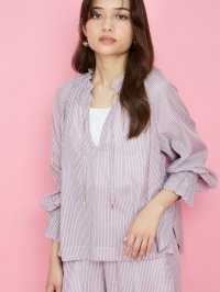 QUEENS COURT/クイーンズコート QUEENS COURT シアーコードストライプギャザーブラウス≪セットアップ対応/手洗い可能≫/508190076