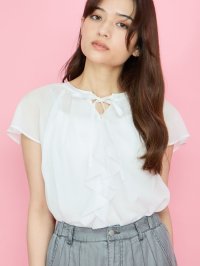 QUEENS COURT/クイーンズコート QUEENS COURT シアーストライプリボンブラウス≪セットアップ対応/手洗い可能≫/508190077