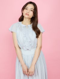 QUEENS COURT/クイーンズコート QUEENS COURT シアーストライプリボンブラウス≪セットアップ対応/手洗い可能≫/508190077