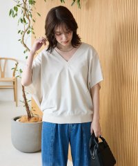 Green Parks/グリーン パークス Green Parks 深Vネックミニ裏毛フレンチスリーブプルオーバー/508191497