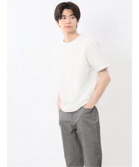 TAKA-Q/タカキュー TAKA－Q ピンタックボーダー クルーネック半袖Tシャツ/508191599