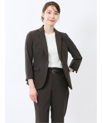 m.f.editorial/エムエフエディトリアル m.f.editorial ストレッチウォッシャブル サッカー 1ボタン7分袖ジャケット こげ茶(セットアップ可能)/508191606