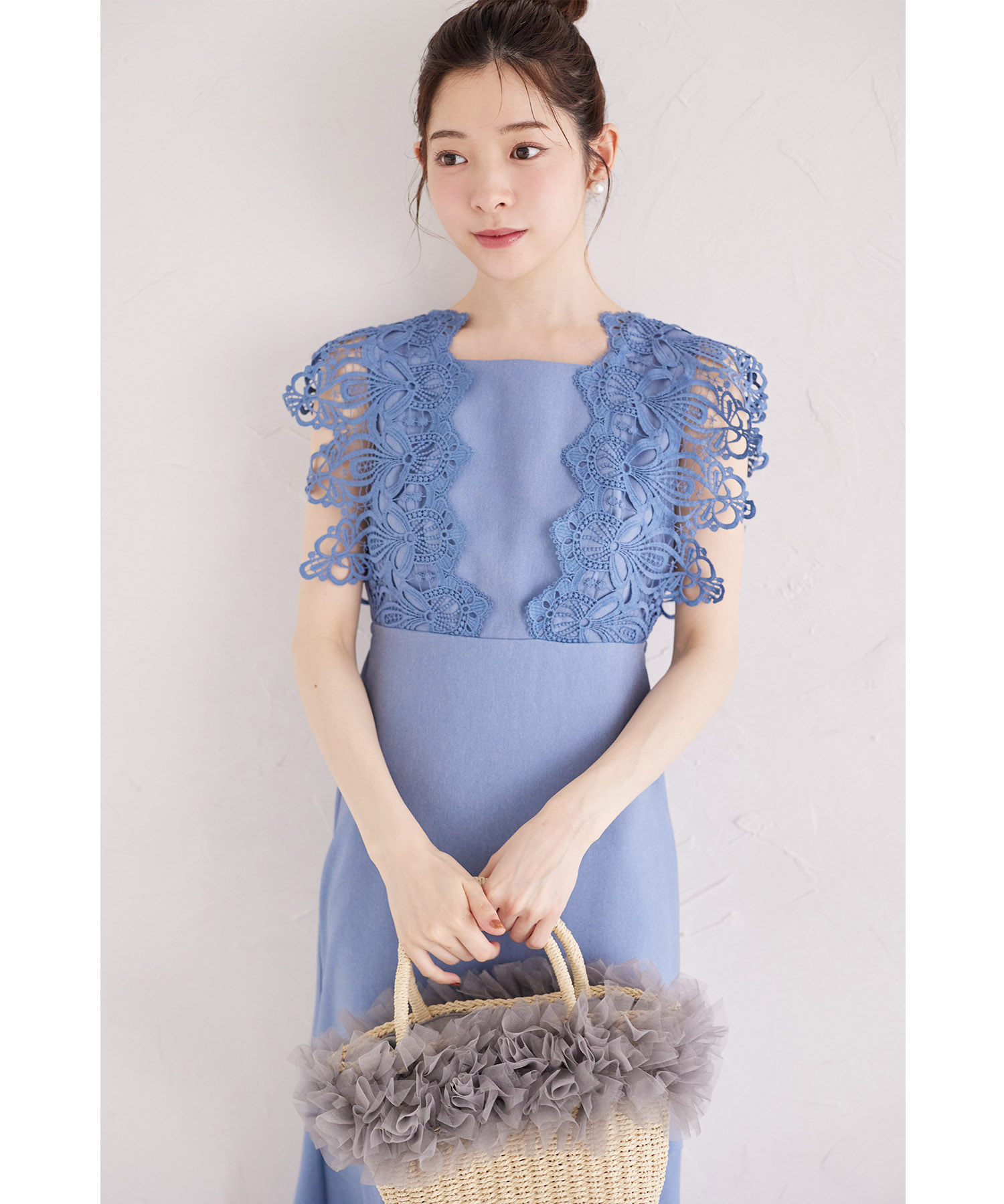 トッコクローゼット tocco closet モチーフレース付きデニム