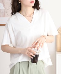 atONE/アットワン atONE ブラウス風タックスキッパー半袖Tシャツ/508192043