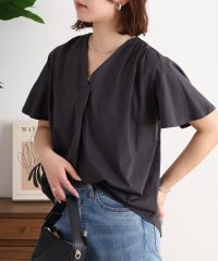 atONE/アットワン atONE ブラウス風タックスキッパー半袖Tシャツ/508192043