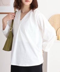atONE/アットワン atONE ブラウス風タックスキッパー 七分丈Tシャツ/508192044