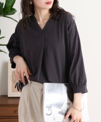 atONE/アットワン atONE ブラウス風タックスキッパー 七分丈Tシャツ/508192044