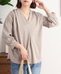 atONE/アットワン atONE ブラウス風タックスキッパー 七分丈Tシャツ/508192044