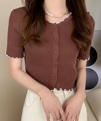 Girly Doll/ガーリードール Girly Doll メロウ加工配色カーディガン【韓国ファッション】/508192929
