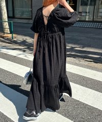 and　Me.../アンドミー andme シアー チェック ボリューム袖 ロング ワンピース/508193053