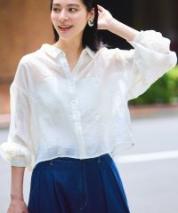 VIS/【WEB限定】花柄刺繍シャイニーシアーブラウス/508193622