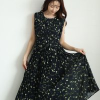 Sawa a la mode/サワアラモード Sawa a la mode リーフ柄ロングプリーツワンピース/508193882