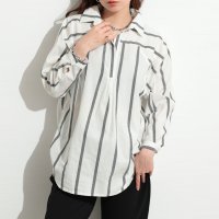 Sawa a la mode/サワアラモード Sawa a la mode 鮮度を高めるストライプ柄コットンプルオーバーシャツ/508193931