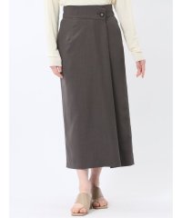 m.f.editorial/エムエフエディトリアル m.f.editorial 杢調 ラップ風ロングスカート こげ茶(セットアップ可能)/508193977