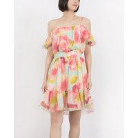 RINASCIMENTO/リナシメント RINASCIMENTO 水彩フラワーオープンフリルショルダーワンピース/508194073